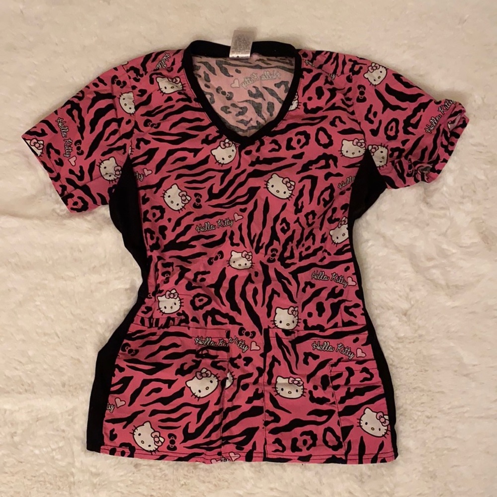 Hello Kitty Pink Zebra Scrubs shirt